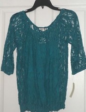 *MARIA GABRIELLE LACE BLOUSE ON BLOUSE SIZE PS TEAL NWT picture