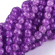 130pcs Crackle Glass Purple Round Beads Spacer Beads for Jewelry Bracelet Making picture