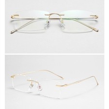 Titanium Rimless Ultralight Gold Eyeglasses Frames For Men Women 55 16-145 mm picture