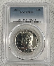 1968-S Kennedy Half Dollar 50c PCGS PR69 Proof 40% Silver Gem Slab #54735252 picture