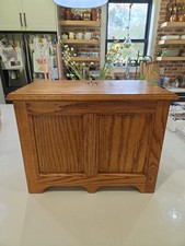 Solid Oak Storage Chest Keepsake Blanket Toy Box Golgotha Calvary Crosses on Lid picture