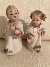 Vintage Italian Carlo Mollica Capodimonte Boy & Girl w/ Candle Porcelain Figures picture