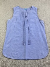 J McLaughlin Top Womens Large Smock Linen Bln Tunic Blue Coastal Chic Summer EXC picture