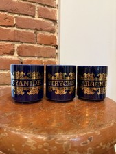 Vintage Hornsea England Poison Mug Set 3 Arsenic Cyanide Strychnine Cobalt Gold picture