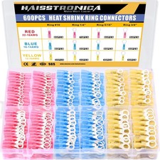 haisstronica 600PCS Heat Shrink Ring Connectors,AWG 22-10 Marine Grade Heat picture