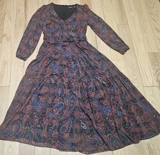 Lauren Ralph Lauren Women's Multicolor Checked Paisley Belted Georgette Dress picture
