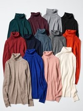 UNIQLO Merino Ribbed Turtleneck Sweater S-3XL Machine Washable Women 478337 NWT picture