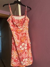 Women’s Pink Orange White Floral  Spaghetti  adjustable strap size large picture