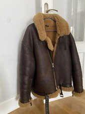 Aviator RAF B3 WW2 100% sheepskin Mens Leather Jacket Flight Bomber Flying picture