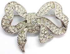Elegant Vintage Large Valentino Garavani Brooch Rhinestone Ribbon Bow Pin picture