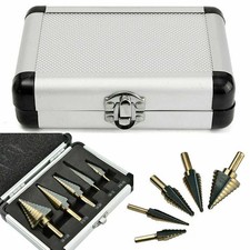 HSS 6PCS Titanium Step Drill Bit Set W Automatic Center Punch High Speed Steel picture