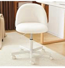 VINGLI Cute Little Teddy Chair White Teddy Upholstered Swivel Rolling Casters picture