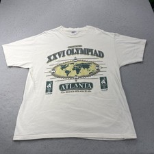 VINTAGE Olympics Shirt Mens XL White XXIV Atlanta 1996 Single Stitch Sports 90s picture