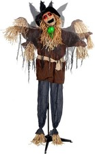 6FT Halloween Standing Scarecrow,Life-Size Animated Ghost Decor with Light-up Ey picture