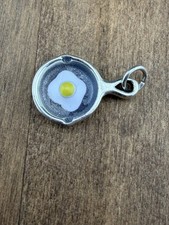 Retired James Avery Sterling Silver Sunny Side Egg Enamel Charm Cut Loop picture