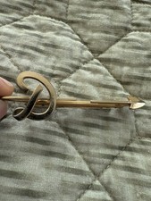 Vintage Hickok USA Gold Tone Initial D Arrow Tie Bar Clip Mid Century MCM 1950s picture