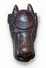 Antique Hand Carved Wood Dragon Ritual Mask - Articulated Movable Jaw 14x9