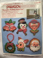 Vintage Paragon Felt Sequin Christmas Ornaments/Magnets - Makes 6 - PLEASE READ picture