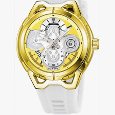 Invicta Activa Drift X Men’s Analog Quartz Date Watch 44mm Gold SS White Strap picture