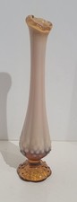 Vintage Fenton Cameo Opalescent Hobnail Swung Bud Vase 10.5” picture