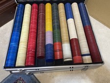 1000+ Poker Chip Mixed Vintage/Antique Lot w/ Aluminum Case, picture