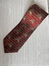 Vintage Robert Talbott Flying Mallard Duck Red & Gold Tie picture
