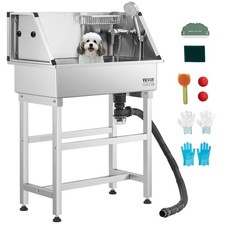 VEVOR 34 inch Dog Grooming Bath Tub Stainless Steel with Faucet for Pets picture