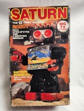Vintage WORKING 1981 Saturn 13” Giant Walking Robot W/Rockets, Box and Stickers picture
