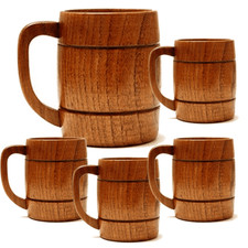 Natural Wooden Cup Wood Coffee Tea Beer Juice Milk Water Mug Primitive Handmade picture