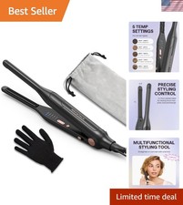 0.3” Pencil Flat Iron for Short Hair & Pixie Cuts - Curved Ceramic Straightener picture