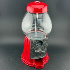 Vintage Houston's Gumball Machine Bank: Red Metal, Glass Globe, Countertop Retro picture