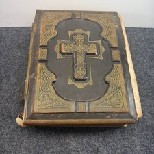 1869 Antique Holy Bible Rev Geo Leo Haydock Catholic Douay Rheims Old New Testam picture