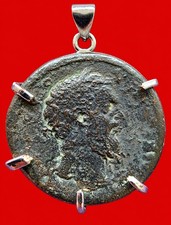 Roman Emperor Philosopher Marcus Aurelius Authentic Ancient Coin Silver Pendant  picture