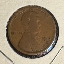 1912-D Lincoln Wheat Cent Denver Mint Better Date Circulated VG 1c Penny picture