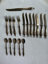 VTG Brass Flatware Elephant Handle Figural Lot Of 17 Pieces Knife Spoon Fork picture