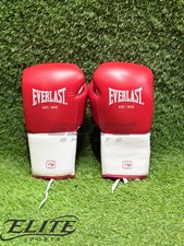 Everlast Pro Style Lace Up Boxing Gloves 8oz 10oz 12oz 14oz 16oz Red White Leath picture