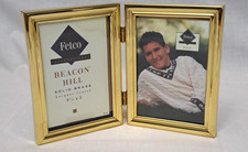 Vtg Fetco Beacon Hill Collection Lacquered Brass Bi-Fold Photo Frame 3.5x5