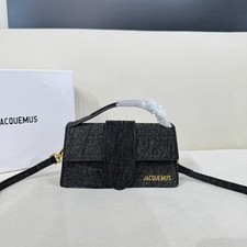 JACQUEMUS Women Le Bambino Mini Black Denim Crossbody Shoulder Bag picture