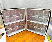 Vintage Bohemia Claudia Crystal Wine Glasses Set 12 Czechoslovakia Boxed picture