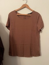 Quince Washable Stretch Silk Tee Shirt Top Copper Brown Medium M picture