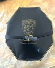 Cavanagh Hats Vintage Black Octagonal Paper Hat Box w/ Strap Buckle Unisex picture