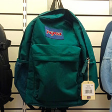 JanSport Green Backpack 25L Padded Straps External Pockets Mesh Pocket Fits 15