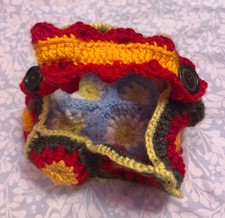 Small Handmade Crochet Bag - Red Green Flower Pattern picture