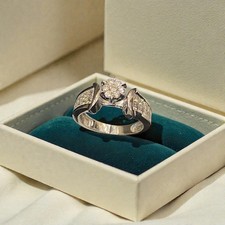 Stunning 1.45 ctw Round Princess F/VS1 Diamonds Engagement Band Ring In 14K Gold picture