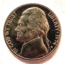 1974 S Jefferson Nickel GEM PROOF CAMEO - Beautiful Coin *PRICE REDUCED* picture
