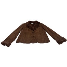 Coldwater Creek Womens Faux Suede Fur Lined Jacket Brown Size M 10-12 Coat picture
