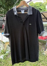 Vintage Lacoste Polo Regular Fit Short Sleeve Grey & Black Striped Polo Size 7 picture