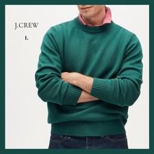 NEW - J. Crew Men's Magic Forest Green Heritage Cotton Crewneck Sweater Sz L picture