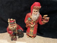 Vintage Santa Claus MIDWEST Figurines Lot of 2 Woodland TATE Santa w/Black  dog picture