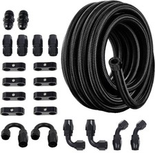 LokoCar 8AN Fuel Line Kit, 8AN Nylon Braided Fuel Line Hose Fitting Kit CPE 10FT picture